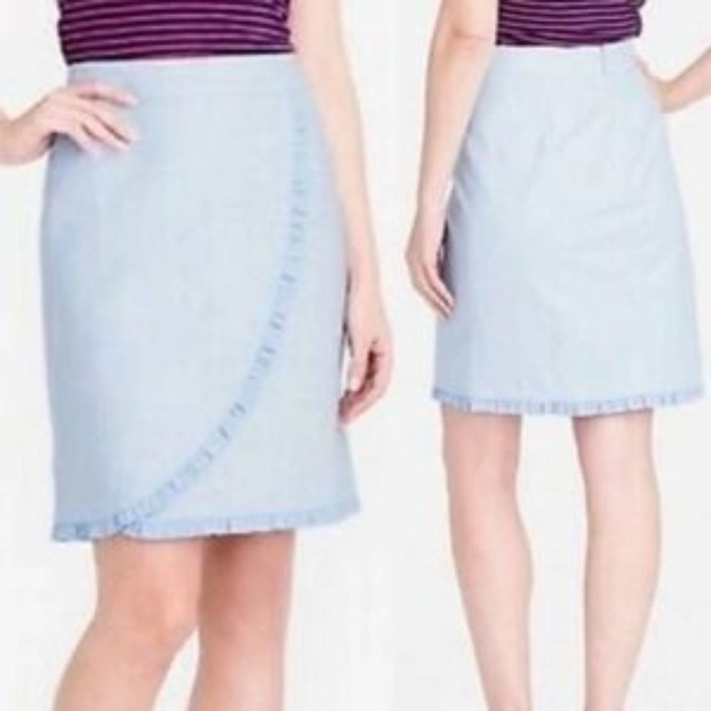 Light Blue Denim Wrap-Style Women's Skirt